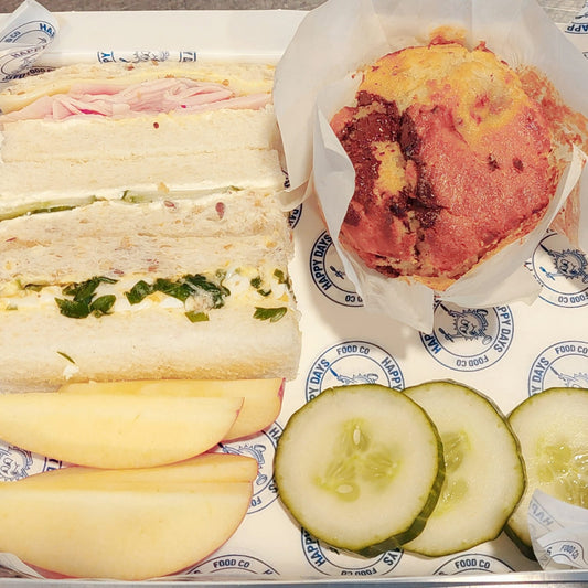 Cheese and Salad Sandwich, fruit and Cookie or Muffin School Lunch